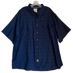 Customized Version Designed by Dubinik Shirt 2XL Navy Plaid Short Sleeve Bamboo